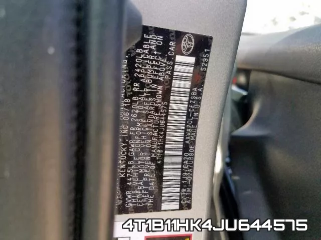 4T1B11HK4JU644575 фото 2