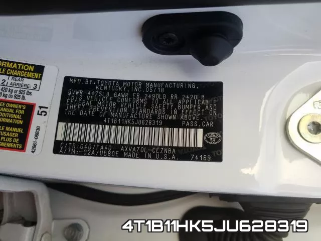 4T1B11HK5JU628319 фото 2