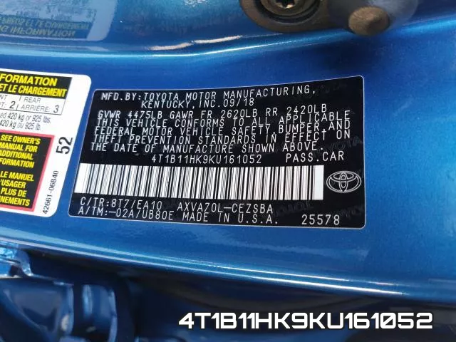 4T1B11HK9KU161052 фото 2