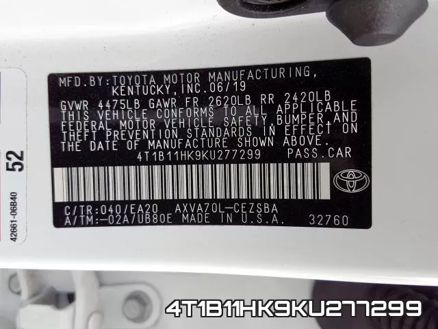 4T1B11HK9KU277299 фото 2