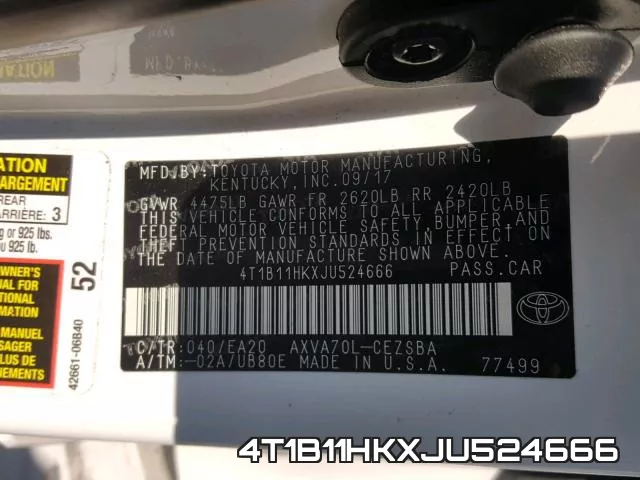 4T1B11HKXJU524666 фото 2