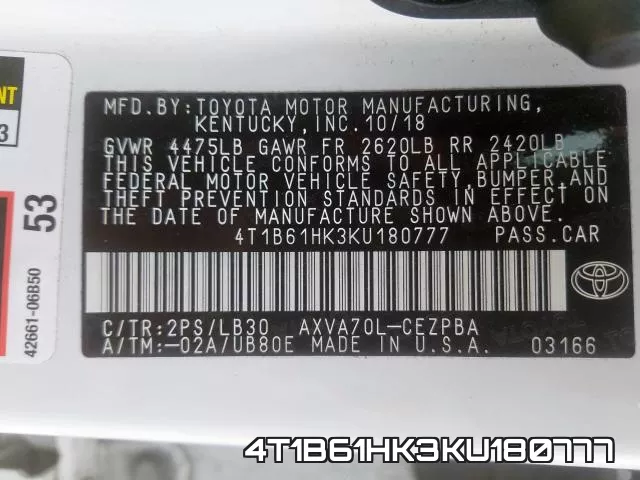 4T1B61HK3KU180777 фото 2