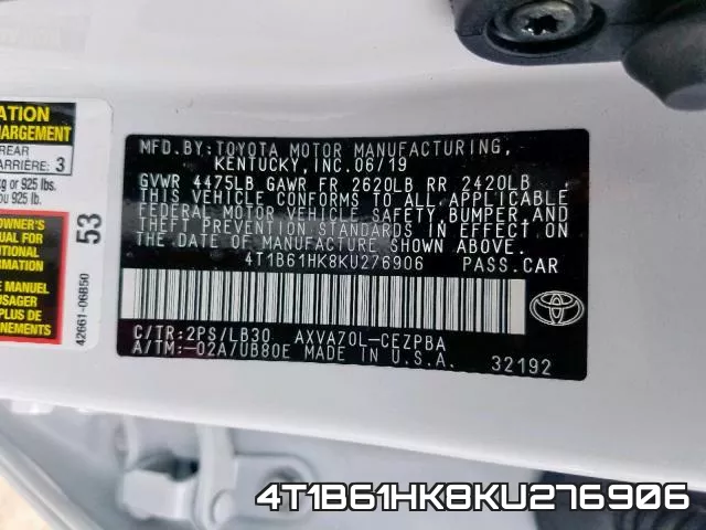 4T1B61HK8KU276906 фото 2