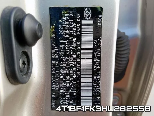 4T1BF1FK3HU282558 фото 2