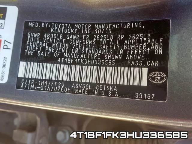 4T1BF1FK3HU336585 фото 2