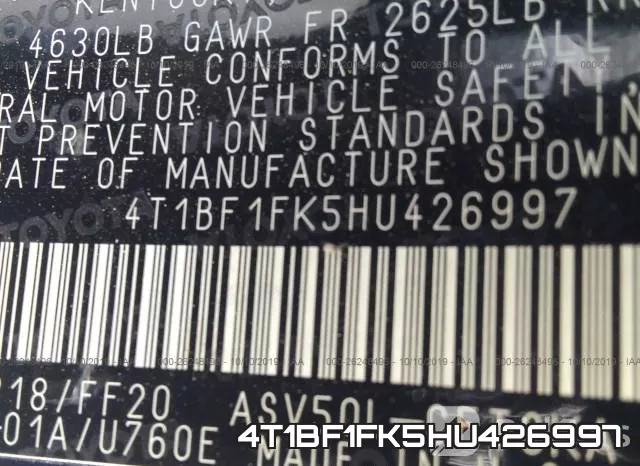 4T1BF1FK5HU426997 фото 10