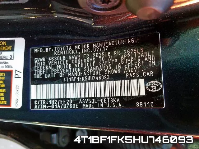 4T1BF1FK5HU746093 фото 2
