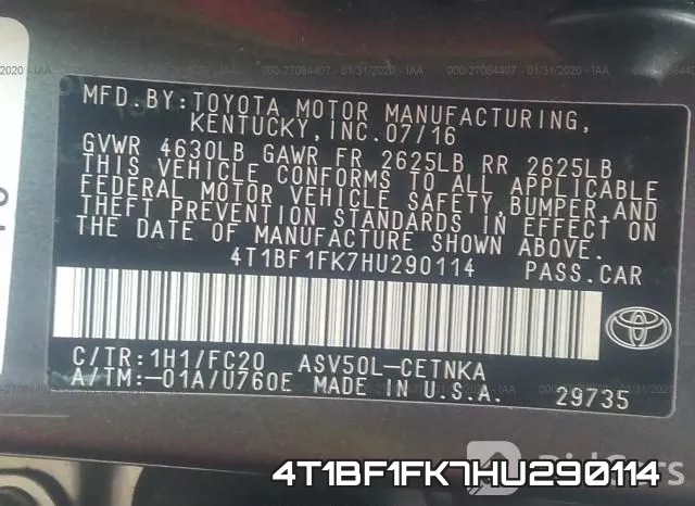 4T1BF1FK7HU290114 фото 10