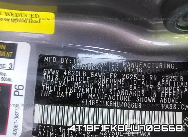 4T1BF1FK8HU702668 фото 10