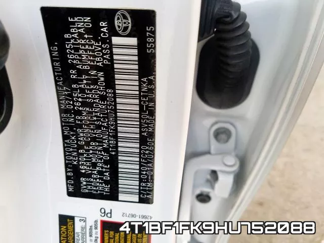 4T1BF1FK9HU752088 фото 2