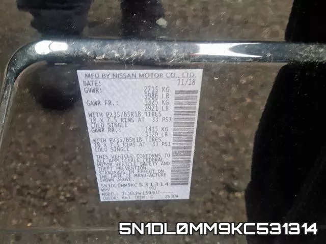 5N1DL0MM9KC531314 фото 2