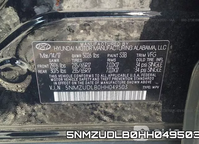 5NMZUDLB0HH049503 фото 10