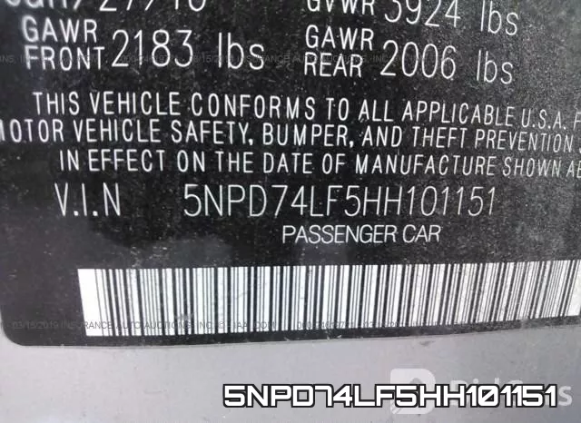 5NPD74LF5HH101151 фото 10