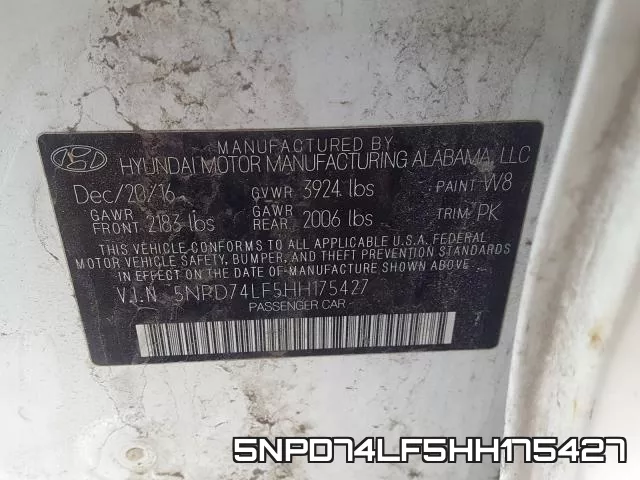 5NPD74LF5HH175427 фото 2
