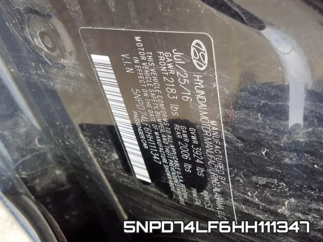 5NPD74LF6HH111347 фото 2