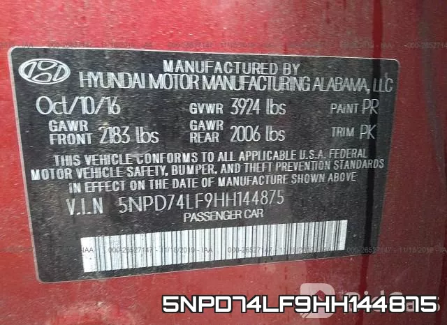 5NPD74LF9HH144875 фото 10