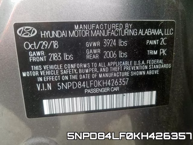 5NPD84LF0KH426357 фото 2