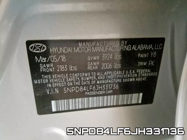 5NPD84LF6JH331736 фото 2