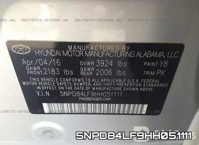 5NPD84LF9HH051111 фото 10