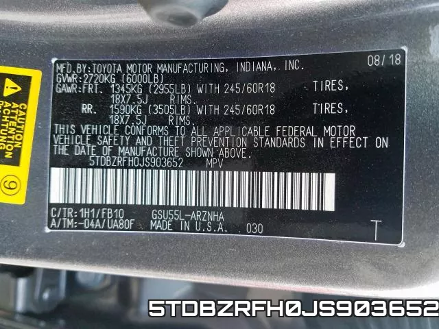 5TDBZRFH0JS903652 фото 2