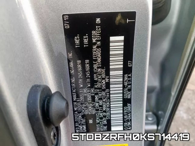 5TDBZRFH0KS714419 фото 2
