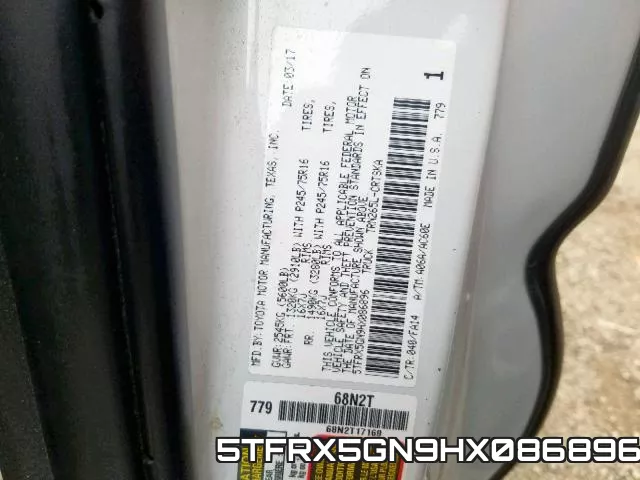 5TFRX5GN9HX086896 фото 2