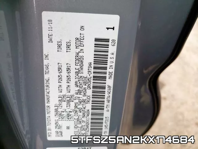 5TFSZ5AN2KX174684 фото 2