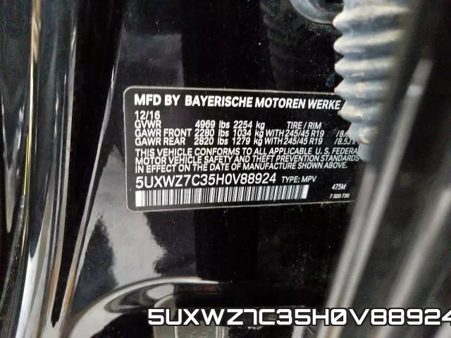 5UXWZ7C35H0V88924 фото 2