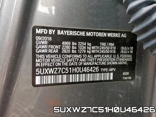 5UXWZ7C51H0U46426 фото 2