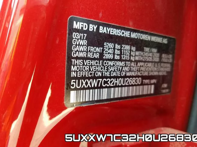 5UXXW7C32H0U26830 фото 2