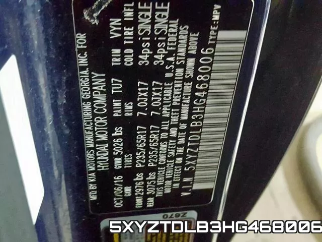 5XYZTDLB3HG468006 фото 2