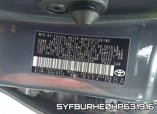 5YFBURHE0HP631916 фото 10