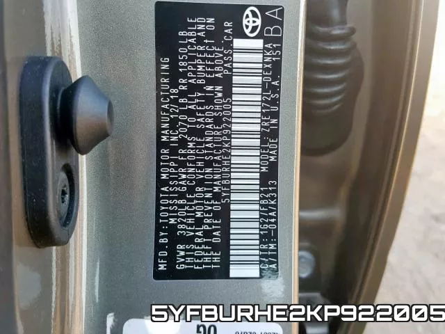 5YFBURHE2KP922005 фото 2