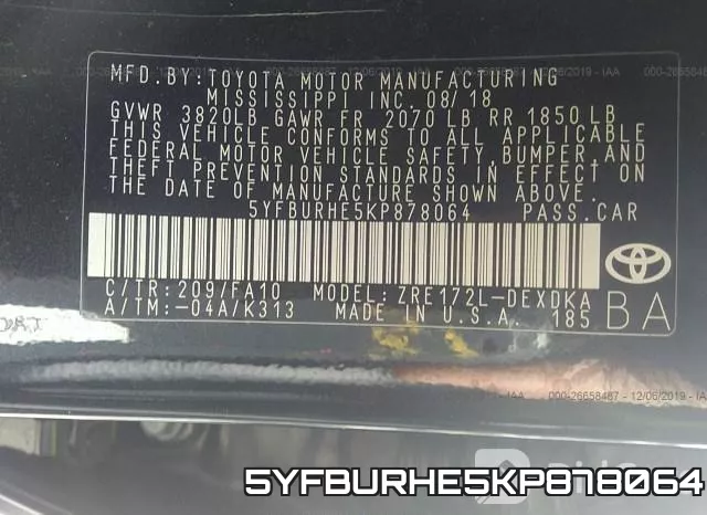 5YFBURHE5KP878064 фото 10