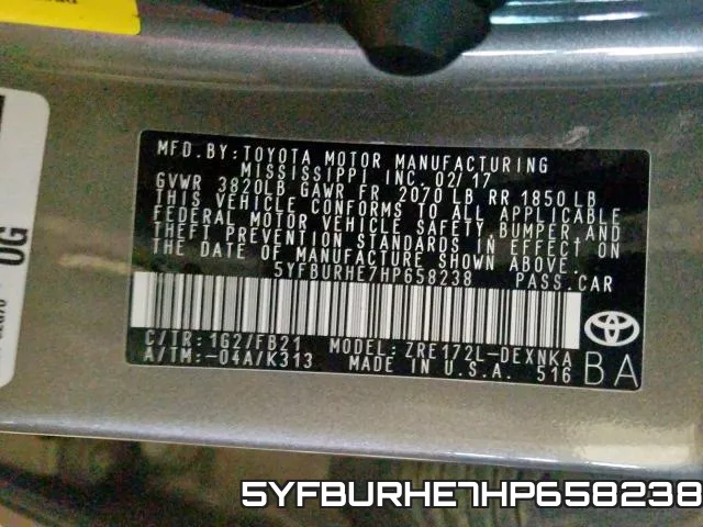 5YFBURHE7HP658238 фото 2