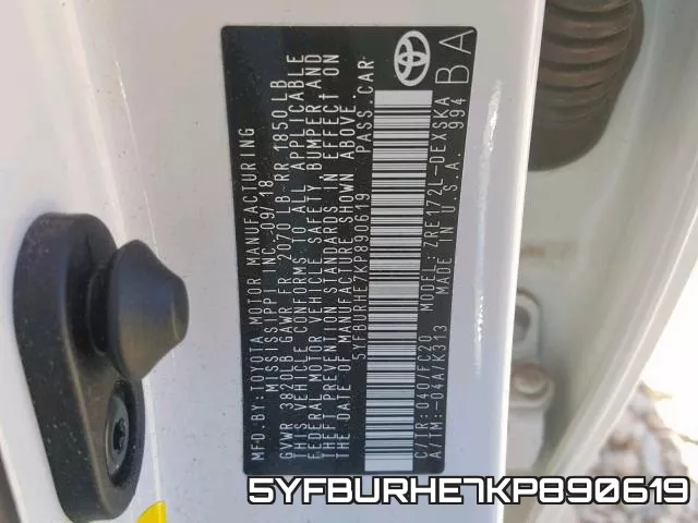 5YFBURHE7KP890619 фото 2