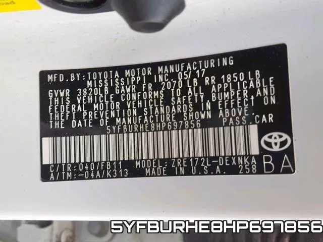 5YFBURHE8HP697856 фото 2