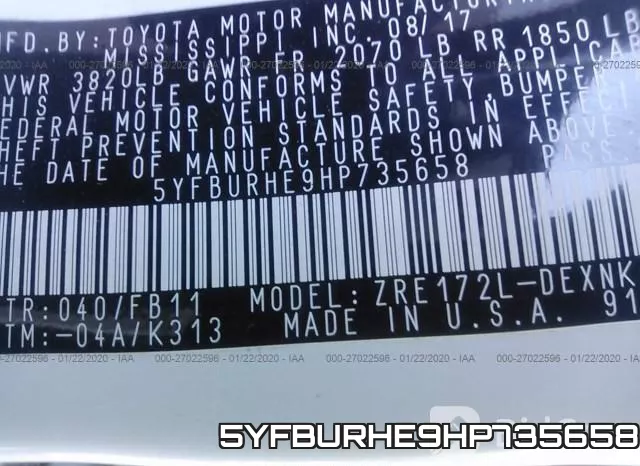 5YFBURHE9HP735658 фото 10