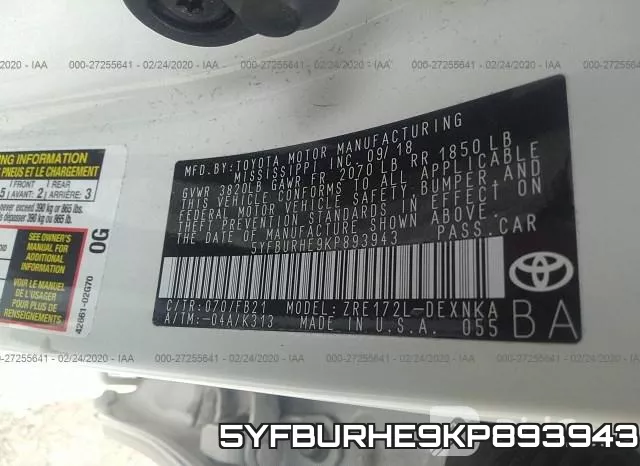 5YFBURHE9KP893943 фото 10