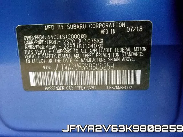 JF1VA2V63K9808259 фото 2