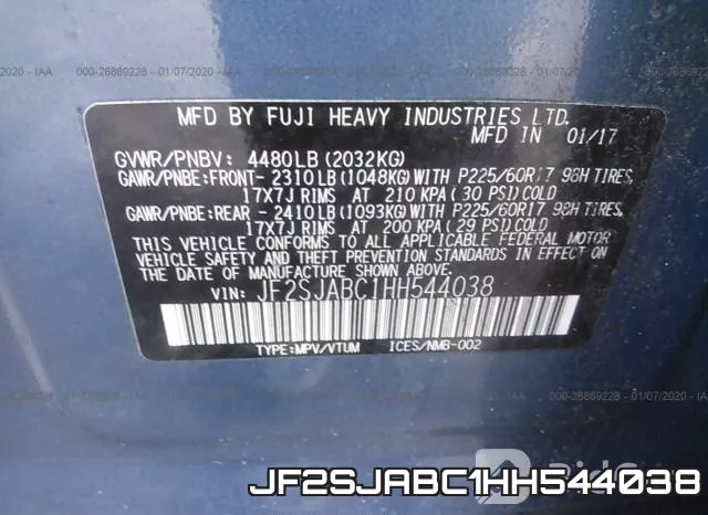 JF2SJABC1HH544038 фото 10