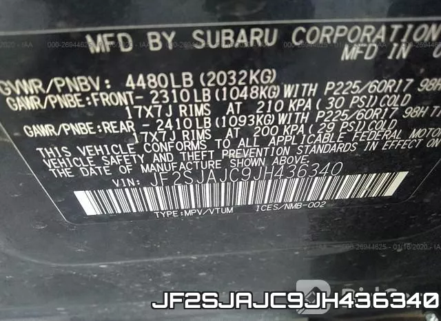 JF2SJAJC9JH436340 фото 10