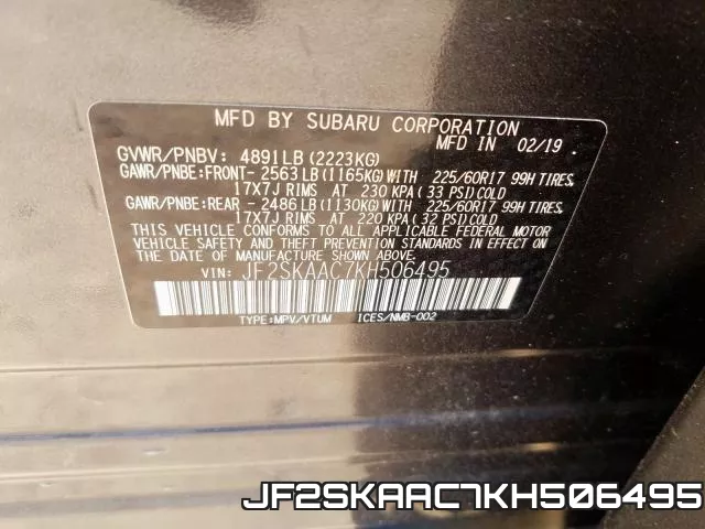 JF2SKAAC7KH506495 фото 2