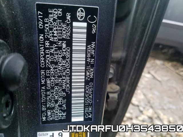 JTDKARFU0H3543850 фото 2