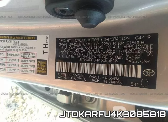 JTDKARFU4K3085818 фото 10