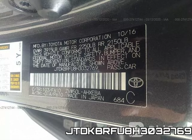 JTDKBRFU8H3032769 фото 10