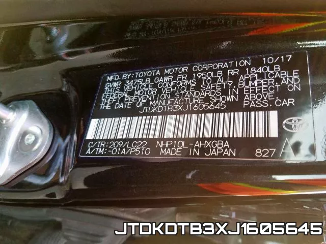 JTDKDTB3XJ1605645 фото 2