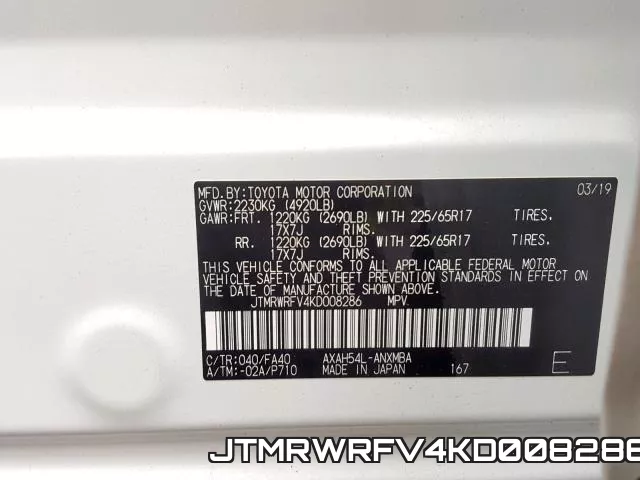JTMRWRFV4KD008286 фото 2
