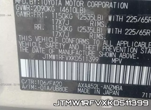 JTMW1RFVXKD511399 фото 10