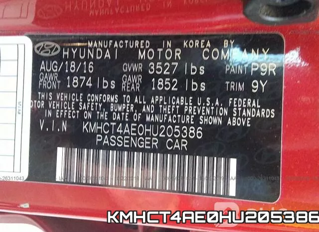 KMHCT4AE0HU205386 фото 10